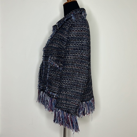 FOR THE REPUBLIC Purple/Navy/Silver Frey Open Blazer Jacket 12 - Picture 4 of 7